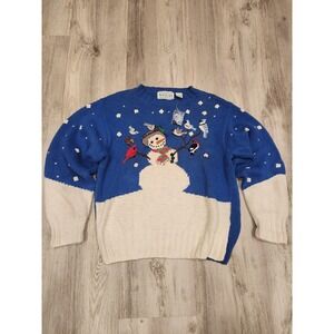 National Wildlife Federation Sweater‎ Snowman Wild Birds Pullover Sweater Size M